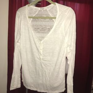 Thin White Long Sleeve Blouse With Lace-Aero